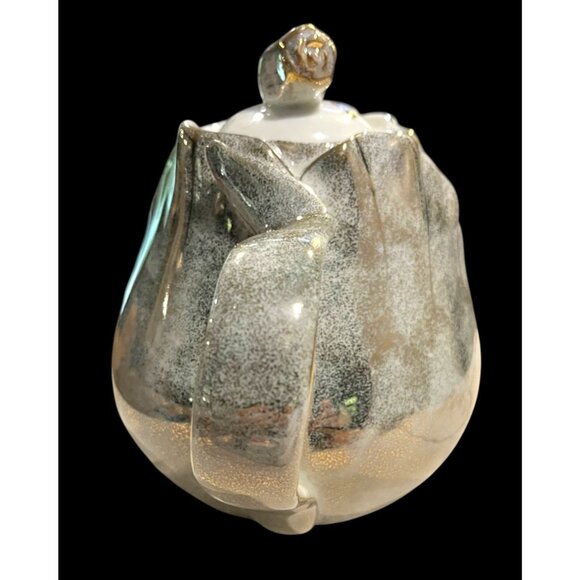 Vintage Bombay Company Ethereal Rose Porcelain Tea Pot Sugar Dish Speckled Metal - Picture 3 of 16